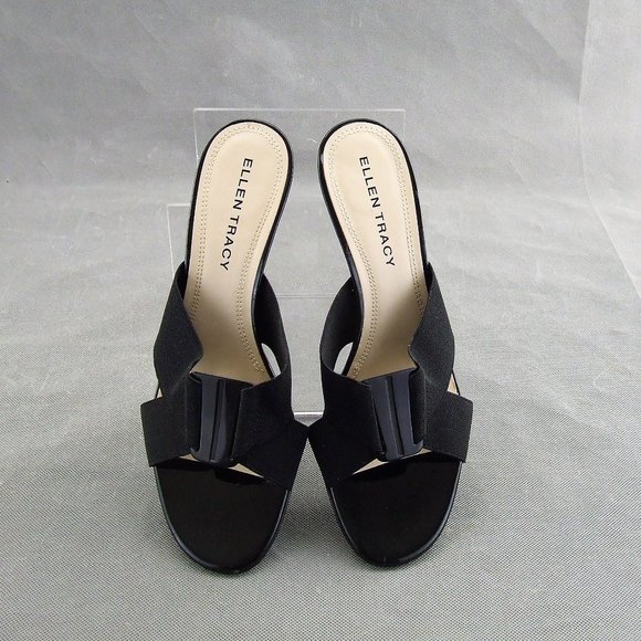 Ellen Tracy Comfy Strappy Sandals Open Toe Mules Heels 8 M - Picture 4 of 6